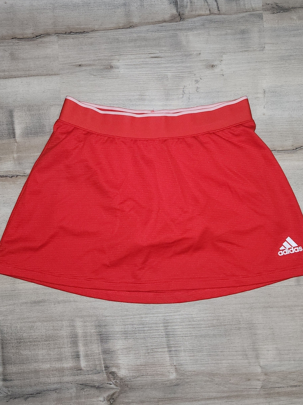 adidas Women’s Coral Red Circle Skater Skirt with White Logo